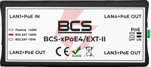 Niezarządzalny extender sieciowy poe bcs power bcs-xpoe4/ext-ii