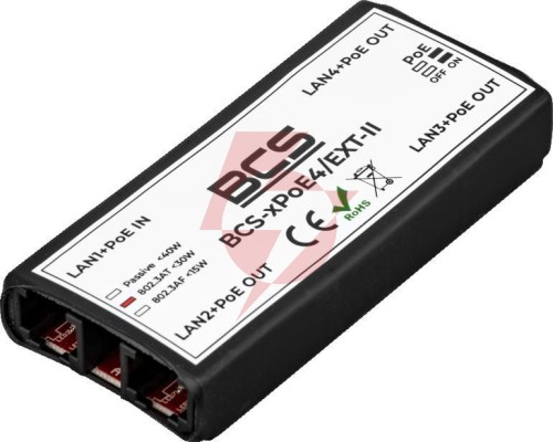 Niezarządzalny extender sieciowy poe bcs power bcs-xpoe4/ext-ii