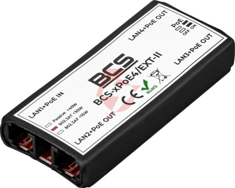 Niezarządzalny extender sieciowy poe bcs power bcs-xpoe4/ext-ii