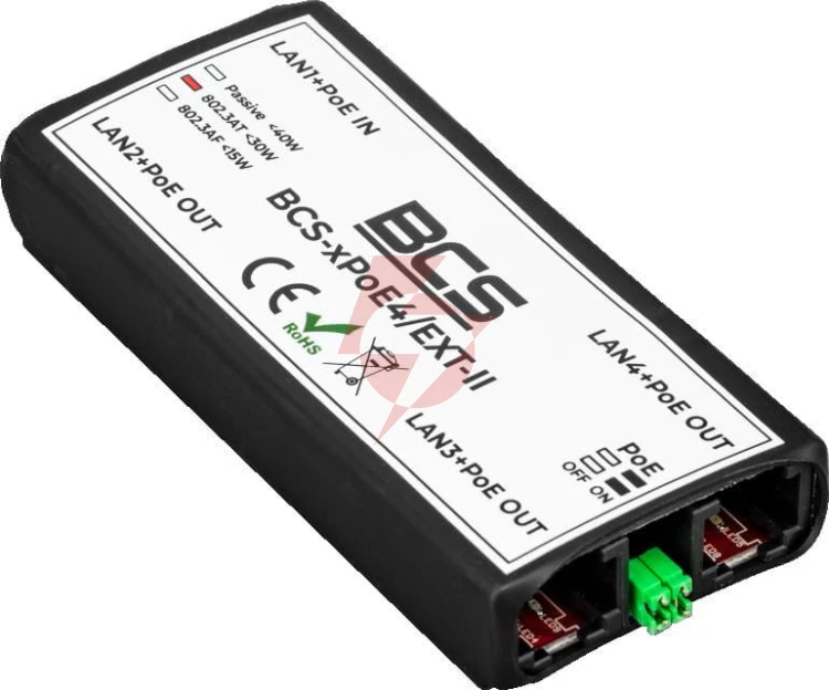 Niezarządzalny extender sieciowy poe bcs power bcs-xpoe4/ext-ii