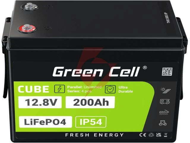 Akumulator litowo-żelazowo-fosforanowy lifepo4 green cell cube 12.8v 200ah lfpgc12v200ah
