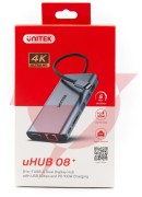Hub usb-c unitek d1019b 3.1 8w1 z power delivery 100w