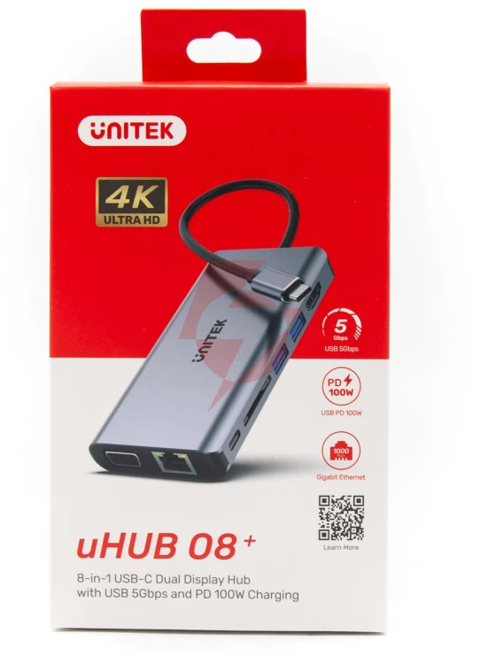 Hub usb-c unitek d1019b 3.1 8w1 z power delivery 100w