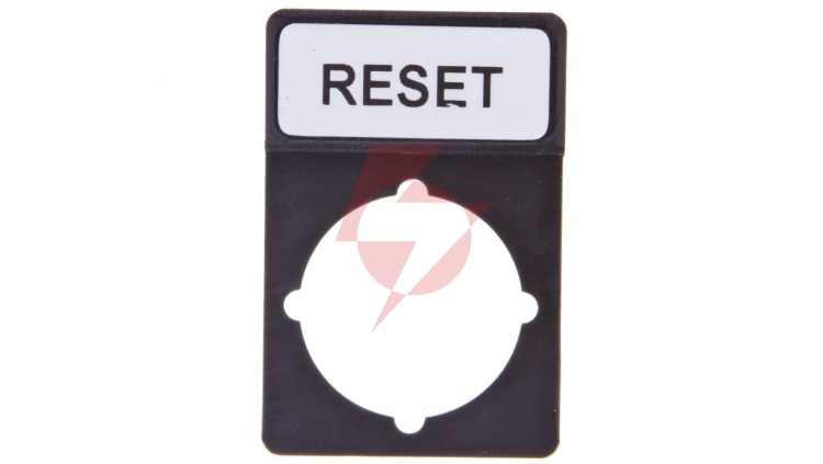 Tabliczka opisowa czarna prostokątna RESET ST22-1901P07