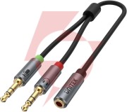 Adapter unitek y-c957abk minijack 3,5mm (f) - 2x 3,5mm (m)