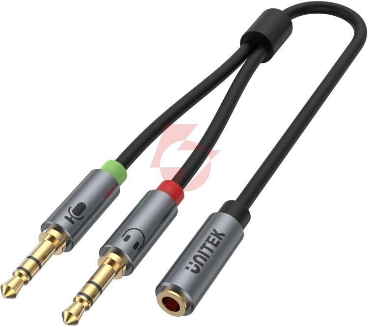 Adapter unitek y-c957abk minijack 3,5mm (f) - 2x 3,5mm (m)
