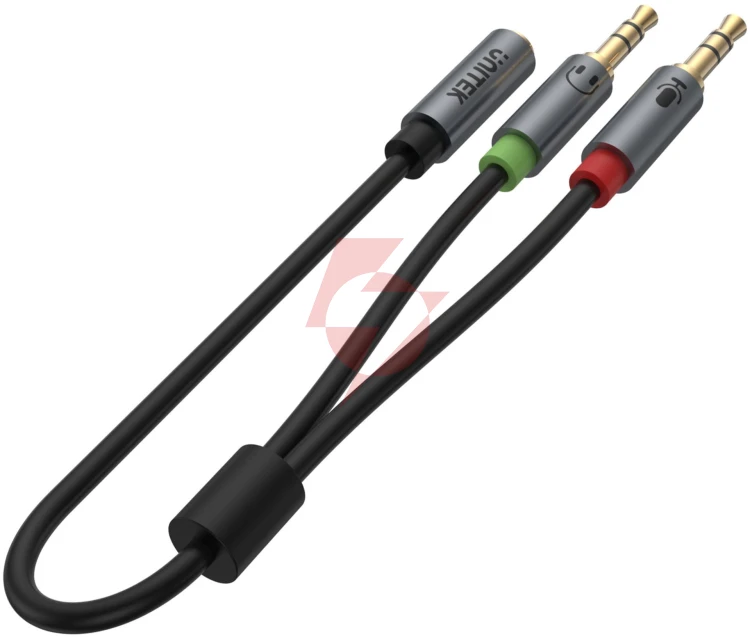 Adapter unitek y-c957abk minijack 3,5mm (f) - 2x 3,5mm (m)