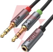Adapter unitek y-c957abk minijack 3,5mm (f) - 2x 3,5mm (m)