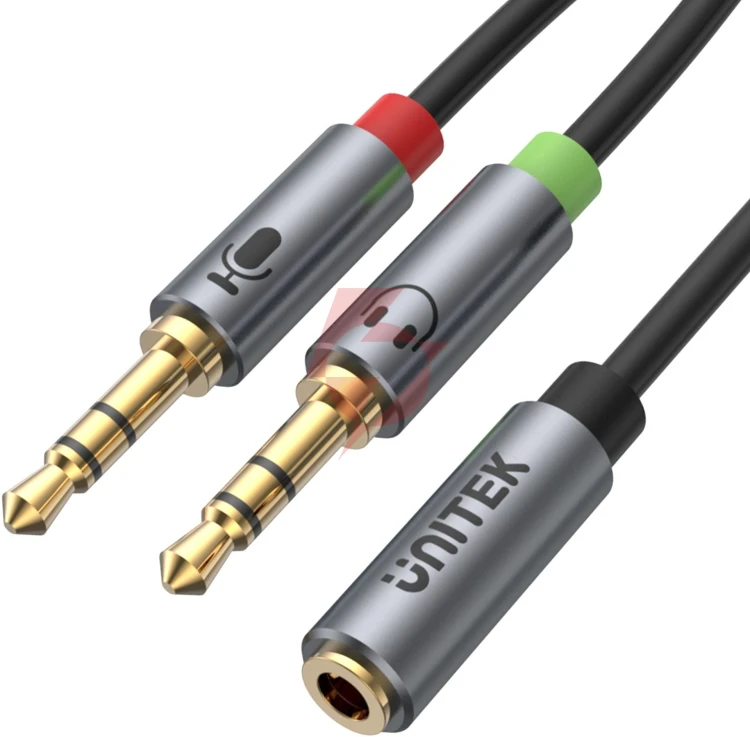 Adapter unitek y-c957abk minijack 3,5mm (f) - 2x 3,5mm (m)