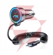 Ładowarka samochodowa 3w1 joyroom jr-cl07 72w 4.0a pd 3.0 qc 3.0 1x usb-a 1x usb-c z kablem 1.6m