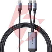 Kabel 2w1 usb-c / 2x usb-c joyroom speedy sa21-1t2 150cm 100w w oplocie czarny