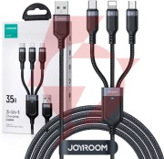 Kabel 3w1 usb-a / usb-c micro-usb lightning joyroom s-1t3018a18 30cm 3.5a w oplocie czarny