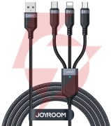 Kabel 3w1 usb-a / usb-c micro-usb lightning joyroom s-1t3018a18 30cm 3.5a w oplocie czarny