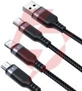 Kabel 3w1 usb-a / usb-c micro-usb lightning joyroom s-1t3018a18 30cm 3.5a w oplocie czarny