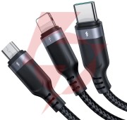 Kabel 3w1 usb-a / usb-c micro-usb lightning joyroom s-1t3018a18 30cm 3.5a w oplocie czarny
