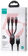 Kabel 3w1 usb-a / usb-c micro-usb lightning joyroom s-1t3018a18 30cm 3.5a w oplocie czarny