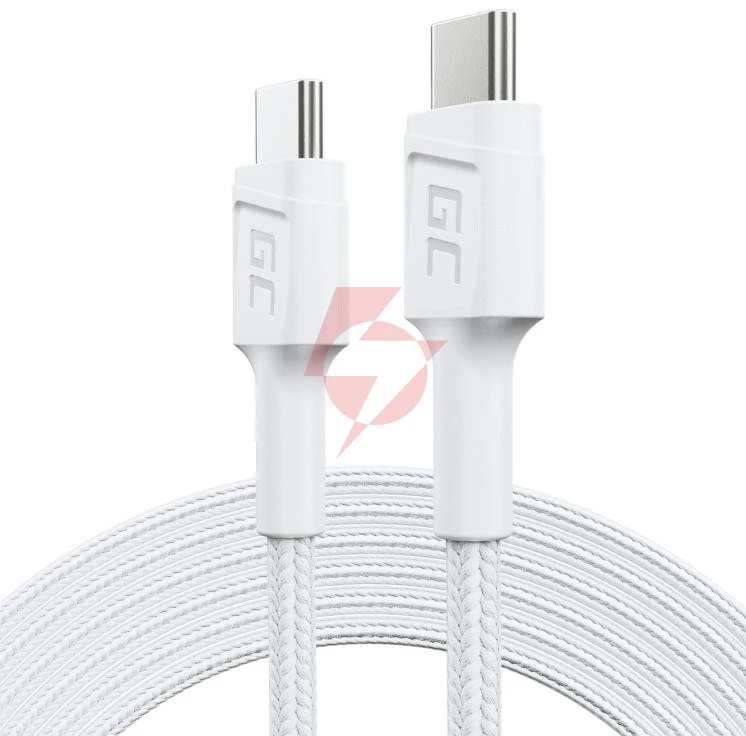 Kabel usb-c / usb-c green cell powerstream 120cm biały pd 60w ultra charge quick charge 3.0