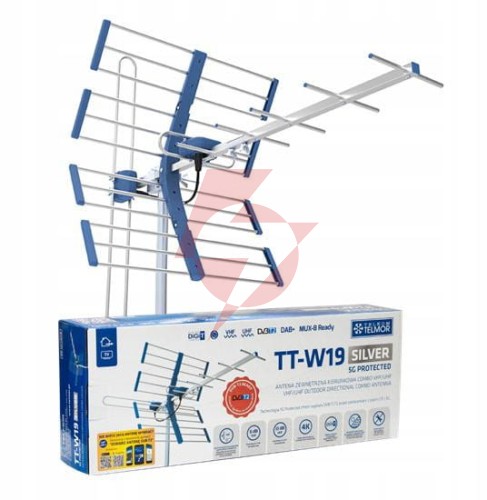 Antena dvb-t2 telmor tt w19 silver combo 5g protected
