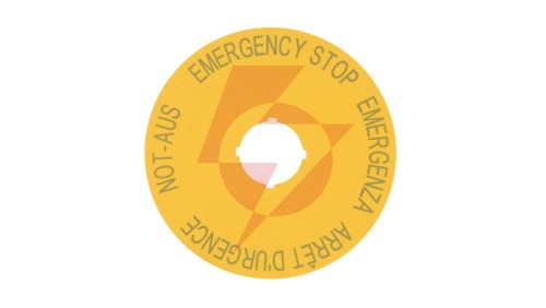 Tabliczka opisowa żółta okrągła fi90 EMERGENCY STOP M22-XAK1 216465