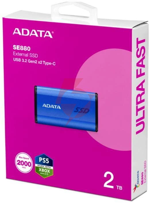 Adata dysk zewnętrzny ssd se880 2tb usb3.2a/c gen2x2 niebieski