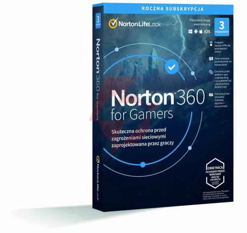 Norton 360 for gamers box pl 3-urządzenia, 12-miesięcy