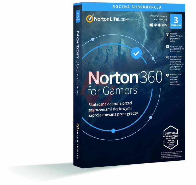 Norton 360 for gamers box pl 3-urządzenia, 12-miesięcy