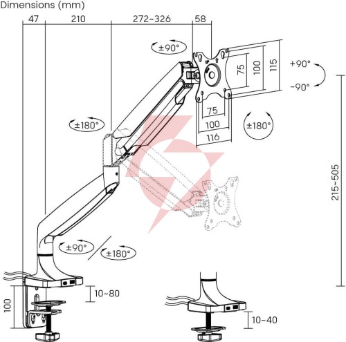 Uchwyt do monitora 17”-45” spacetronik spa-s110b usb