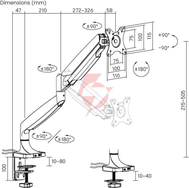 Uchwyt do monitora 17”-45” spacetronik spa-s110b usb
