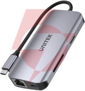 Unitek d1122a01 aktywny hub usb-c 5gbps, 2x hdmi 4k, czytnik kart, rj-45, pd 100w