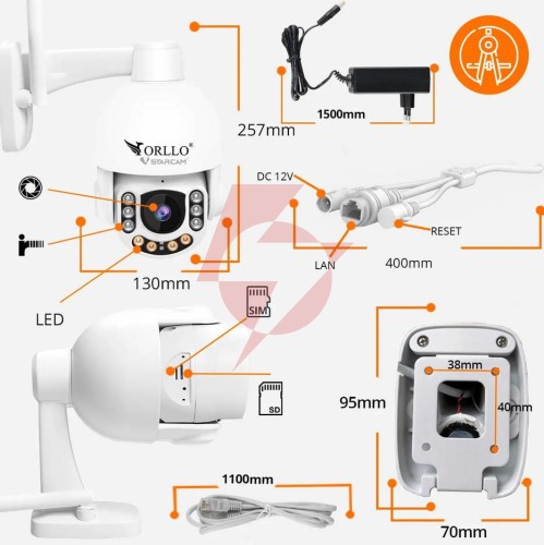 Kamera ip orllo z7 pro zewnętrzna obrotowa gsm 4mpx