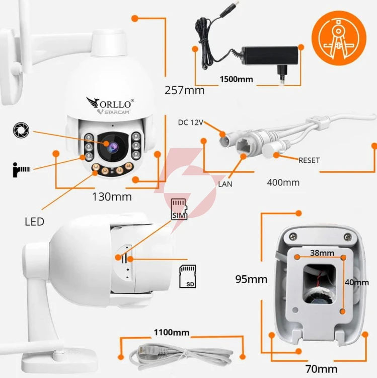 Kamera ip orllo z7 pro zewnętrzna obrotowa gsm 4mpx