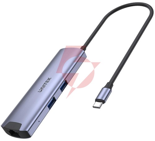 H1112f unitek aktywny hub usb-c 5gbps, hdmi rj-45 pd 100w