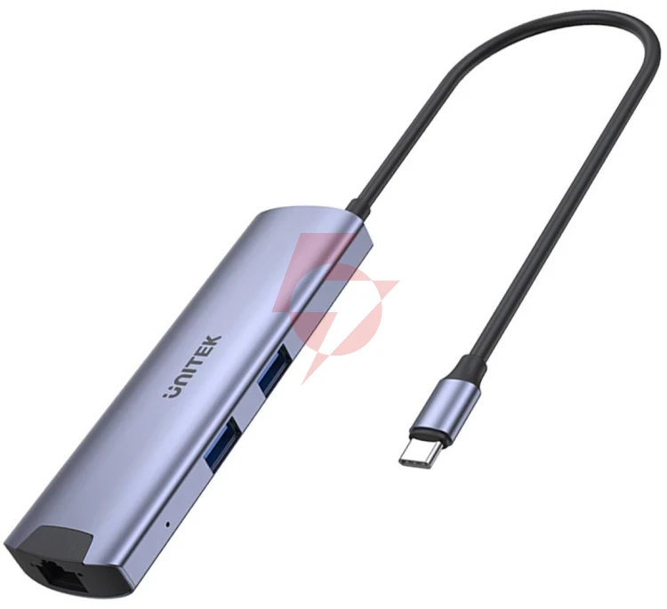 H1112f unitek aktywny hub usb-c 5gbps, hdmi rj-45 pd 100w