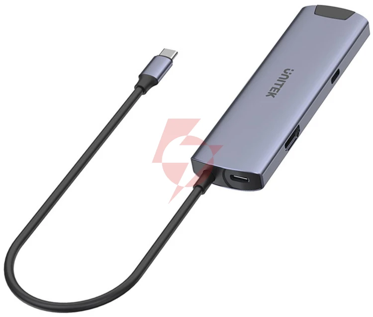 H1112f unitek aktywny hub usb-c 5gbps, hdmi rj-45 pd 100w