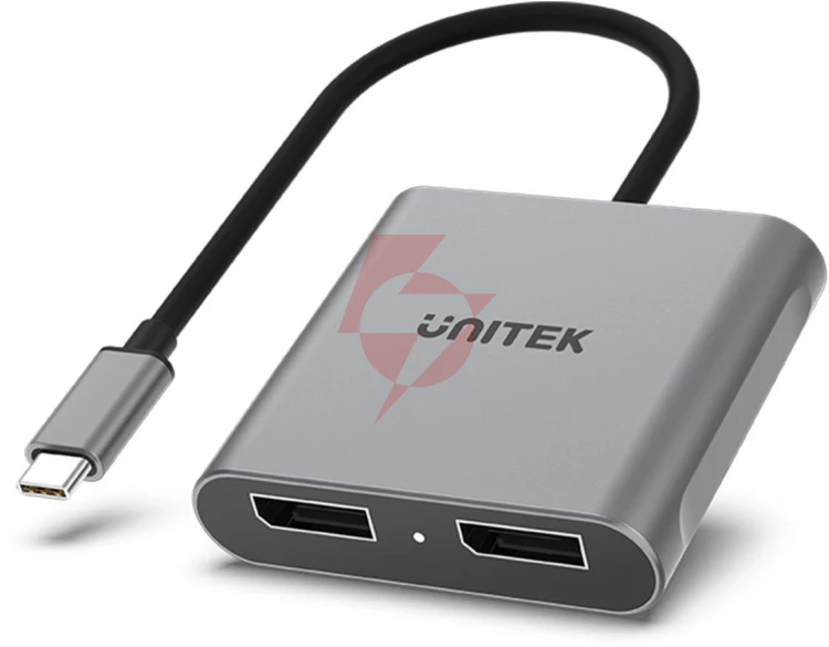 Unitek v1404a adapter usb-c na 2x port dp 1.4 8k 60hz