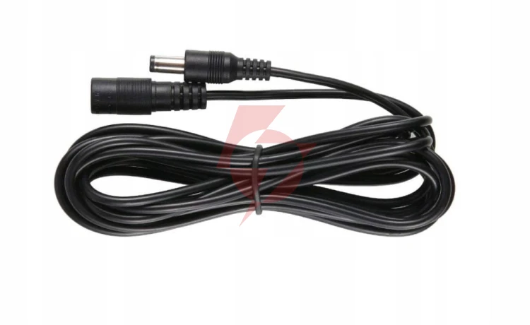 Przedłużacz dc 5.0m dwużyłowy 2x0.5mm2 w oplocie wtyk/gniazdo 2.1x5.5 mm