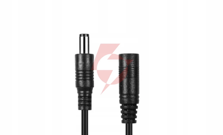 Przedłużacz dc 5.0m dwużyłowy 2x0.5mm2 w oplocie wtyk/gniazdo 2.1x5.5 mm