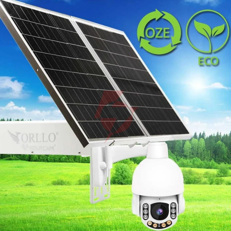 Kamera zewnętrzna obrotowa gsm na kartę sim orllo z7 pro + panel fotowoltaiczny sm6030 pro