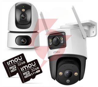 Zestaw 2 kamer ip imou ranger dual 10mp i cruiser dual 10mp z kartami pamięci 32gb