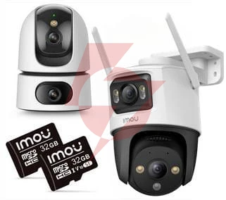 Zestaw 2 kamer ip imou ranger dual 10mp i cruiser dual 10mp z kartami pamięci 32gb