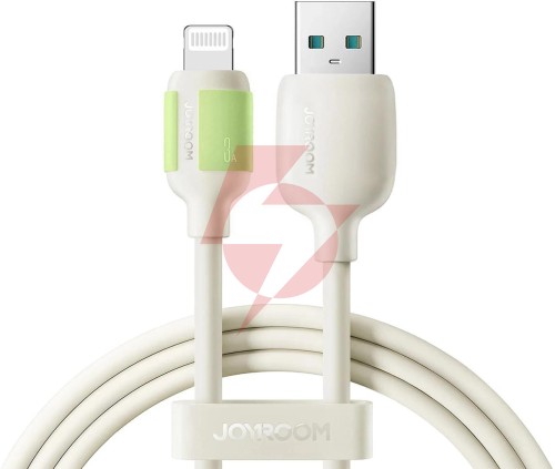 Kabel joyroom s-a53 3a usb-a - lightning z fluorescencyjną końcówką 1,2 m - beżowy