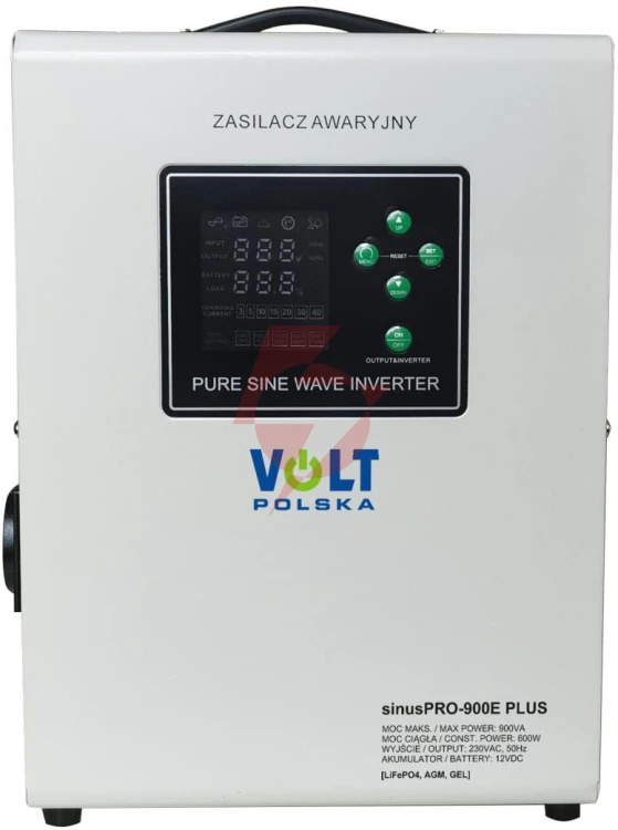 Przetwornica volt polska sinuspro 900e plus 12v 600/900w lifepo4, menu
