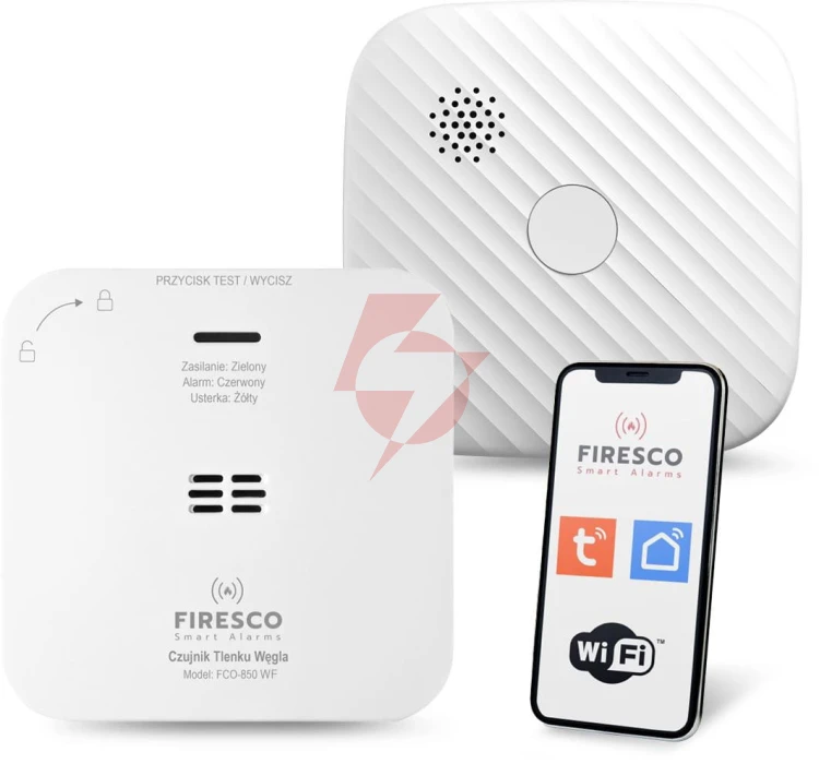 Zestaw czujników firesco czujnik czadu + dymu z wifi 