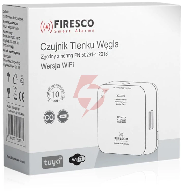 Zestaw czujników firesco czujnik czadu + dymu z wifi 