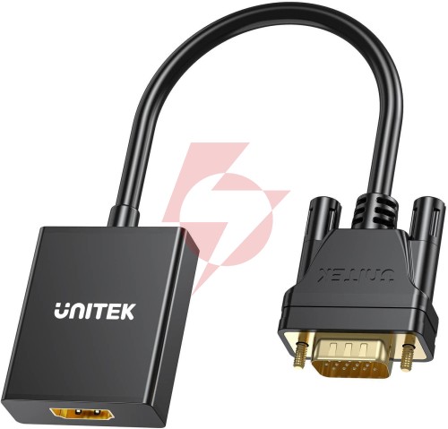 Unitek adapter vga na hdmi fullhd czarny 15cm