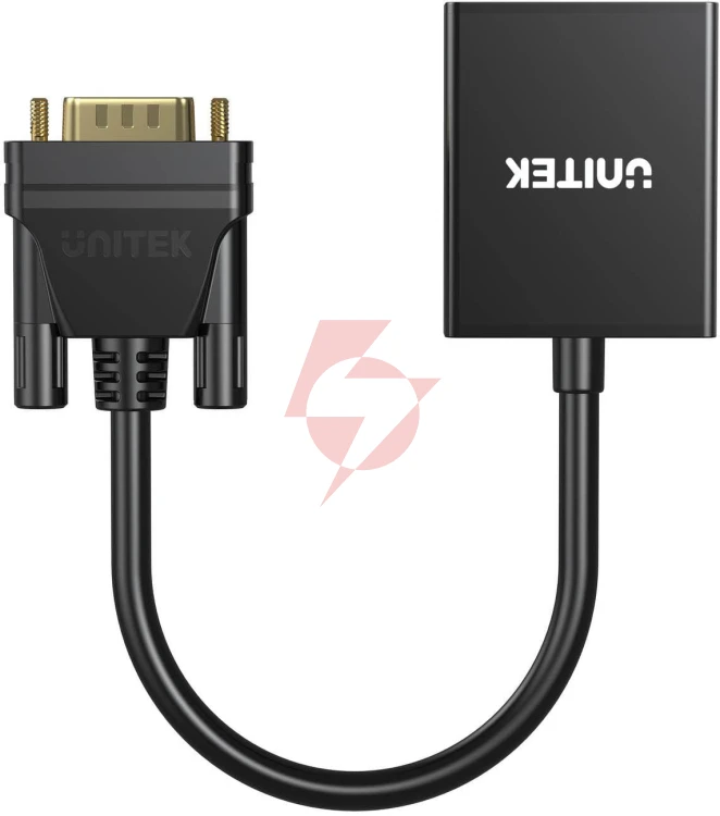 Unitek adapter vga na hdmi fullhd czarny 15cm