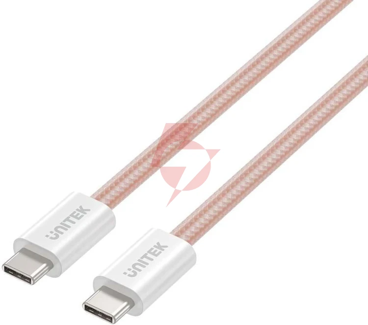 Kabel zwijany magnetycznie unitek usb c pd 100w różowy 1m