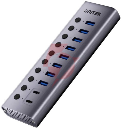 Unitek hub usb c/usb a 10w1 5gbps z włącznikami portów