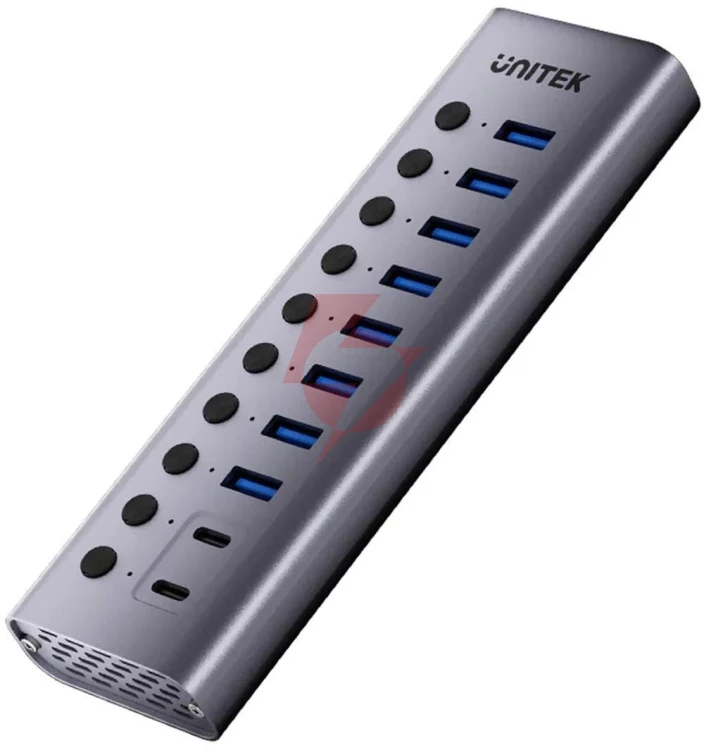 Unitek hub usb c/usb a 10w1 5gbps z włącznikami portów