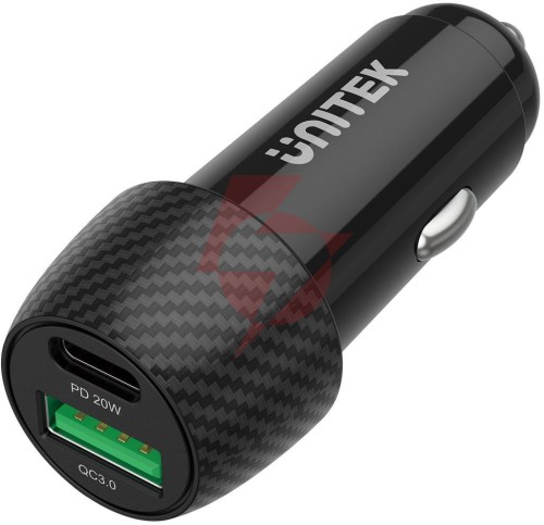 Unitek ładowarka samochodowa 38w usb-a usb-c qc3..0